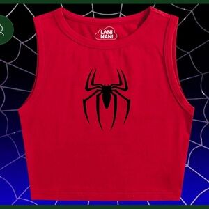 Lani Nani Spider-Man Crop Tank Red Tank Top with Black Spider Graphic small
